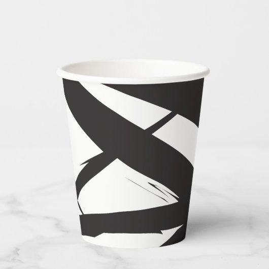 Zwart-wit moderne Abstracte kunstlijn decoratief Papieren Bekers (Voorkant)