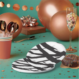 Zwart-wit moderne Abstracte kunstlijn decoratief Papieren Bordje