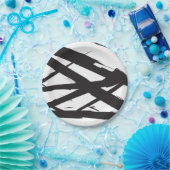 Zwart-wit moderne Abstracte kunstlijn decoratief Papieren Bordje (Feest)