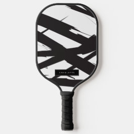 Zwart-wit moderne Abstracte kunstlijn decoratief Pickleball Paddle