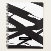 Zwart-wit moderne Abstracte kunstlijn decoratief Planner (Voorkant)