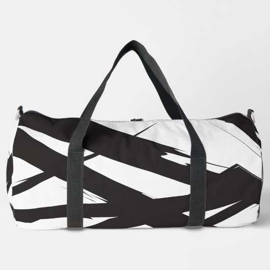 Zwart-wit moderne Abstracte kunstlijn decoratief Plunjezak (Voorkant)