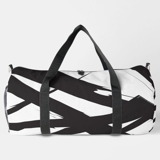 Zwart-wit moderne Abstracte kunstlijn decoratief Plunjezak (Achterkant)