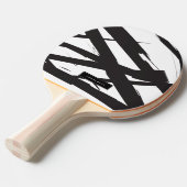 Zwart-wit moderne Abstracte kunstlijn decoratief Tafeltennisbatje (Voorkant Gekanteld)