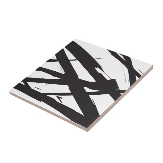 Zwart-wit moderne Abstracte kunstlijn decoratief Tegeltje (Zijkant)