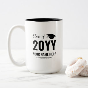 Zwart & Wit Moderne afstudeercadeau aangepaste m Tweekleurige Koffiemok