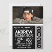 Zwart & Wit Moderne Afstudeerfoto Kaart (Voorkant)