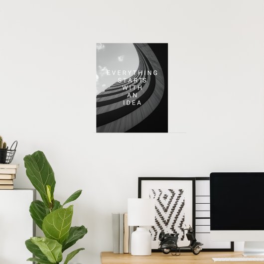Zwart & Wit Moderne Architectuur Motiverend Poster (Thuiskantoor)