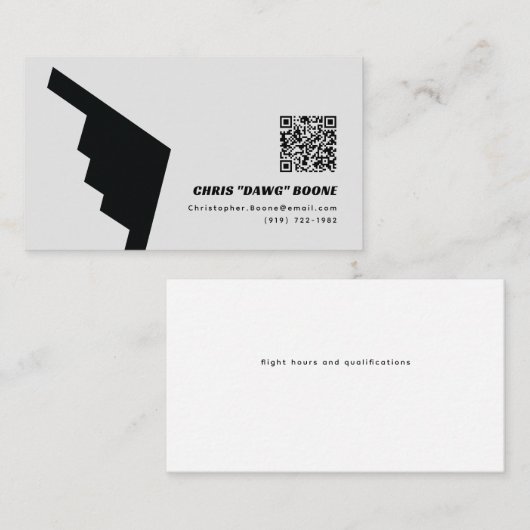 Zwart-wit Moderne B-2 Bomber Visitekaartje (Voorkant / Achterkant)