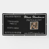 Zwart & Wit Moderne Beschikbare Producten Booth Spandoek (Horizontaal)