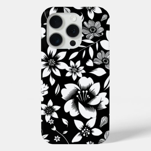 Zwart Wit Moderne Bloembladeren Blowing Print Case-Mate iPhone Case (Achterkant)