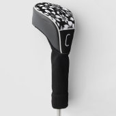 Zwart Wit Moderne Bloembladeren Blowing Print Golfheadcover (Schuin)