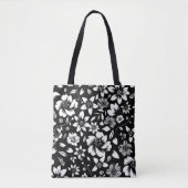 Zwart Wit Moderne Bloembladeren Blowing Print Tote Bag (Voorkant)