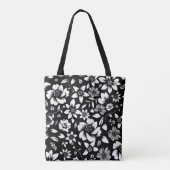Zwart Wit Moderne Bloembladeren Blowing Print Tote Bag (Achterkant)