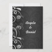 Zwart-wit moderne bloemen huwelijksuitnodigingen kaart (Achterkant)