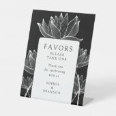 Zwart-wit Moderne Bloemengunsten Reclamebord Met Voetstuk (Voorkant)