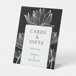 Zwart-wit Moderne bloemige Kaarten en geschenken Reclamebord Met Voetstuk