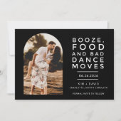 Zwart Wit Moderne Boog Foto Bruiloft Save The Date (Voorkant)