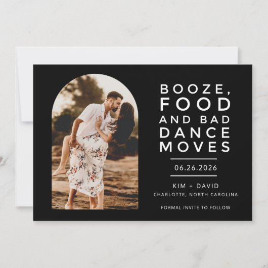 Zwart Wit Moderne Boog Foto Bruiloft Save The Date (Voorkant)