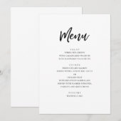 Zwart-wit moderne bruiloft. Eenvoudige minimalist Menu (Voorkant / Achterkant)