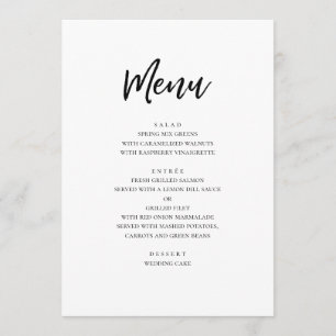 Zwart-wit moderne bruiloft. Eenvoudige minimalist Menu