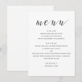 Zwart-wit moderne bruiloft. Minimalistisch schrift Menu (Voorkant / Achterkant)