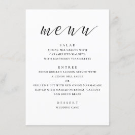 Zwart-wit moderne bruiloft. Minimalistisch schrift Menu