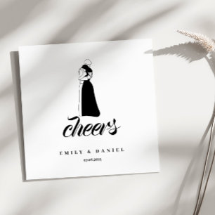 Zwart-wit moderne bruiloft NAPKINS Servet