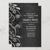 Zwart-wit moderne bruiloft repetitie diner kaart (Voorkant / Achterkant)