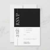 Zwart-wit Moderne Bruiloft RSVP Kaart (Voorkant)