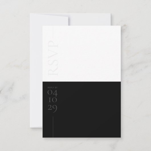 Zwart-wit Moderne Bruiloft RSVP Kaart (Achterkant)
