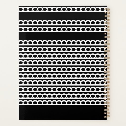 Zwart-wit Moderne bubble Waves Planner (Achterkant)