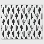 Zwart-wit moderne cactus. Botanisch patroon Cadeaupapier (Vlak)