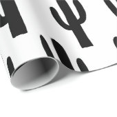 Zwart-wit moderne cactus. Botanisch patroon Cadeaupapier (Rol Hoek)