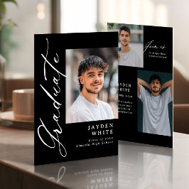 Zwart & Wit Moderne Calligrafie Foto Afstuderen Kaart