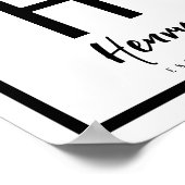 Zwart & Wit Moderne Chic Naam Babykamer Initiaal Poster (Hoek)