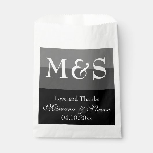 Zwart-wit Moderne Chique Bruiloft Bedankzakje (Voorkant)