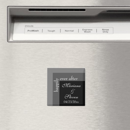 Zwart-wit Moderne Chique Bruiloft Magneet (Insitu (Vaatwasser))