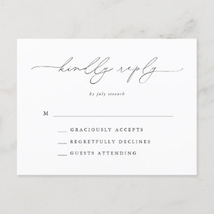Zwart-wit Moderne Classic Bruiloft RSVP Briefkaart