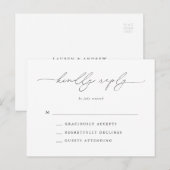 Zwart-wit Moderne Classic Bruiloft RSVP Briefkaart (Voorkant / Achterkant)