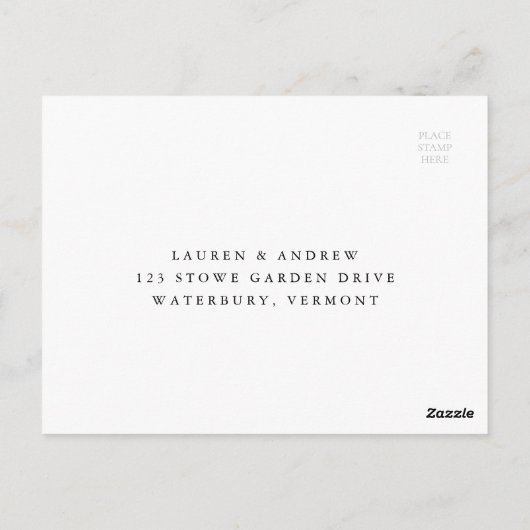 Zwart-wit Moderne Classic Bruiloft RSVP Briefkaart (Achterkant)