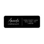 Zwart & Wit Moderne Cursieve Hand Geletterde Naam Etiket (Voorkant)