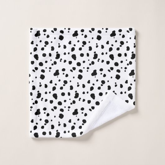 Zwart-wit Moderne Dalmatische Vlekken Bad Handdoek (Wasdoekje)