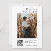 Zwart-wit moderne eenvoudige foto bruiloft + QR Kaart (Achterkant)
