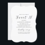 Zwart-wit moderne eenvoudige kalligrafie Sweet 16 Kaart<br><div class="desc">Zwart-wit kalligrafie Sweet 16 verjaardag uitnodiging. Neem contact met me op als je nog meer objecten nodig hebt.</div>