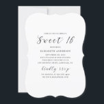 Zwart-wit moderne eenvoudige kalligrafie Sweet 16 Kaart<br><div class="desc">Zwart-wit kalligrafie Sweet 16 verjaardag uitnodiging. Neem contact met me op als je nog meer objecten nodig hebt.</div>