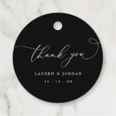 Zwart-wit Moderne Elegante Bruiloft Dank u Bedankjes Labels (Achterkant)