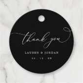 Zwart-wit Moderne Elegante Bruiloft Dank u Bedankjes Labels (Voorkant)