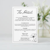 Zwart-wit Moderne elegante bruiloft Details Informatiekaartje (Staand voorkant)