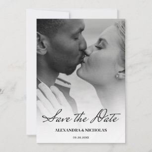 Zwart-wit Moderne Elegante Foto Save The Date